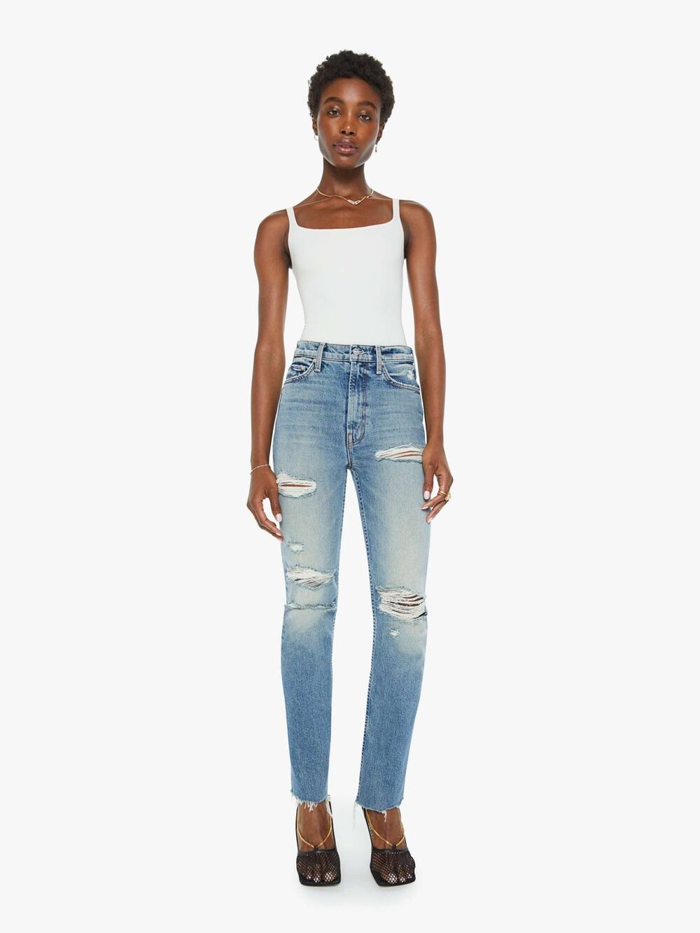Mother The High Waisted Rider Skimp The Confession Distressed Jeans Size 26